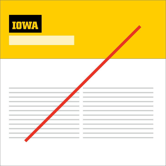 Prohibited example showing logo tab floating in a layout